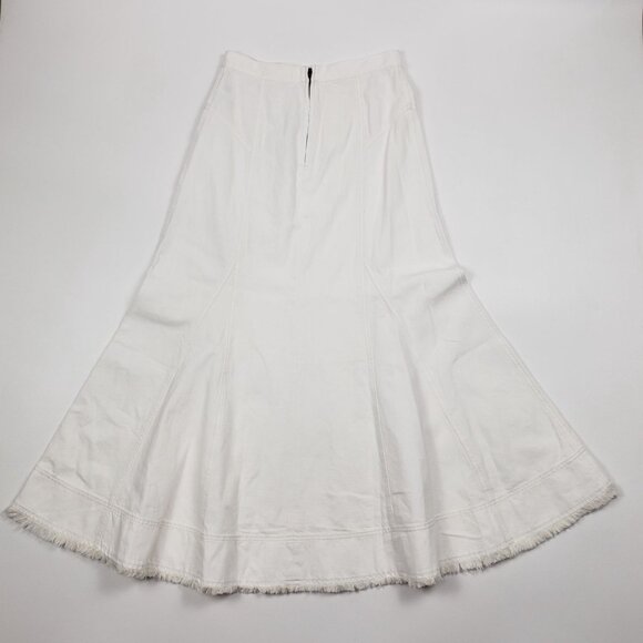 Madewell Fluted Midi Skirt Women’s 25 Tile White Cotton Denim Raw Hem Flared NWT - Picture 5 of 16